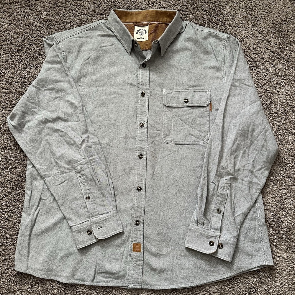 Dubinik Customized Version Soft Flannel Gray Button Up Shirt Men's Size 2XL